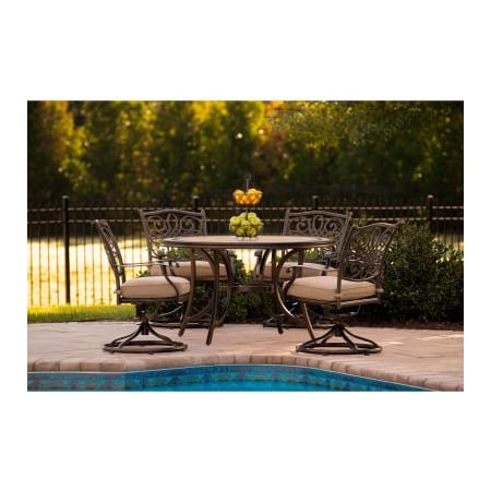 Almo Fulfillment Services Hanover Monaco 5 Piece Patio Dining Set w/ 4 Swivel Rockers MONDN5PCSW-4